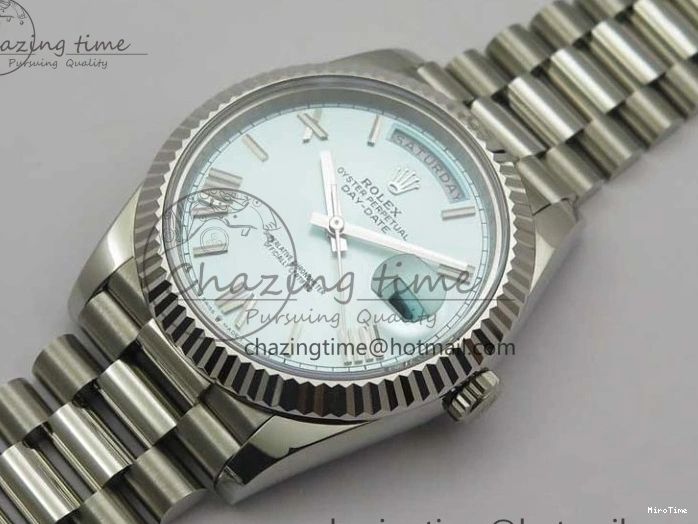 MiroTime 0421 WaterResistant Day Date 40 SS Bp Maker 1:1 Best Edition Tiffany Blue Roman Dial on SS Bracelet A 2549